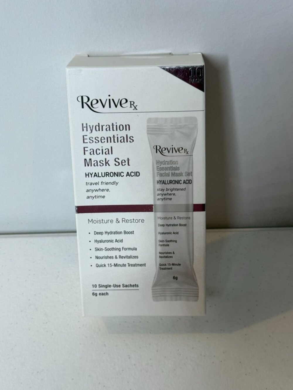 ReviveRx Hyaluronic Acid Facial Mask 10 Pack Hydrating Skincare New